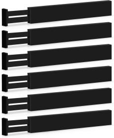 6 Pack Bamboo Drawer Dividers - 17" to 21.5" Expandable Adjustable Drawer Organizer for Kitchen Utensils, Large Drawer Divider, Clothes, Dresser