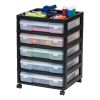 5 Drawers Scrapbook Plastic Rolling Storage Cart with Organizer Top with Casters,Black