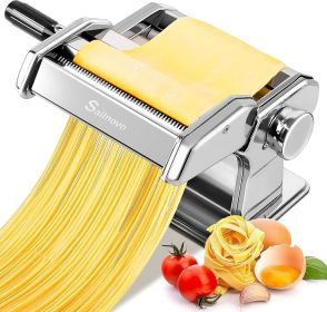3 in 1 Pasta Maker Machine - 9 Adjustable Thickness Settings Aluminum Alloy Pasta Roller & 2 Width Cutters for Fresh Spaghetti, Fettuccini, Lasagna