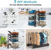 Pots and Pans Organizer for Cabinet 16.61 Height, 8 Tier Pot Organizers Rack with 3 DIY Methods