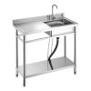Stainless Steel Utility Sink, Free Standing Single Bowl Commercial Kitchen Sink with Faucet, 39.4 x 19.7 x 37 in