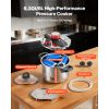 Pressure Cooker, 6.3Qt Pressure Cooker Stainless Steel, Pressures Canner with Steaming Rack, Tempered Glass Lid, Three Pressures Settings for Meat
