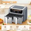 Dual Basket Air Fryer Oven, Digital Control, Clear-View Window, Versatile Air Fryer for Roasting, Baking, Reheating Healthy Meals
