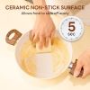17 Pcs Non-Stick Pots and Pans, Non-toxic Kitchen Cooking Set with Stay-Cool Handles, Beige