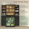 72" Tall Kitchen Pantry Cabinet, Farmhouse Storage Cabinet with 8 Door Racks and Adjustable Shelves, Black