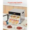 Food Dehydrator Machine, 6 Stainless Steel Trays, 400W Electric Food Dryer with Adjustable Temperature & 24-Hour Timer, Freeze Dryer for Jerky, Meat