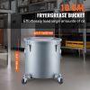 Fryer Grease Bucket, 10 Gal Oil Disposal Caddy with Caster Base, Carbon Steel Rust-Proof Coating, Oil Transport Container with Lid, Lock Clips