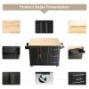Kitchen Island & Kitchen Cart, Mobile Kitchen Island, Rubber Wood Top, Big & Adjustable Shelf Inside Cabinet for Different Utensils