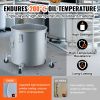 Fryer Grease Bucket, 10 Gal Oil Disposal Caddy with Caster Base, Carbon Steel Rust-Proof Coating, Oil Transport Container with Lid, Lock Clips