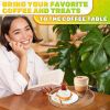 Rattan Tray 8.7 Inch Round Woven Serving Basket with Handles Decorative Tray for Coffee Table Bread Fruit Vegetables Restaurant Home Use
