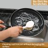 2 Pack Kitchen Dish Brush Bamboo Handle Dish Scrubber Built-in Scraper, Scrub Brush for Pans, Pots, Kitchen Sink Cleaning