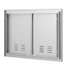 BBQ Access Door, 30W x 21H Inch Double Outdoor Kitchen Door, Stainless Steel Flush Mount Door, Wall Vertical Door with Handles and Vents