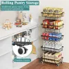 4 Tier Stackable Metal Vegetable Storage Rack with Wheels Rotating Corner Kitchen Organizer Basket for Potato Onion Banana Fruit Pantry Accessories Bl