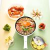 Electric Hot Pot Non-Stick Frying Pan Portable Rapid Noodles Cooker with Long Handle Steamer Spatula Dual Power Control Overheat Dry-Boil Protection f