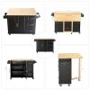 Kitchen Island & Kitchen Cart, Mobile Kitchen Island, Rubber Wood Top, Big & Adjustable Shelf Inside Cabinet for Different Utensils