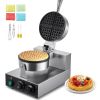 Commercial Waffle Maker, 1230W Round Waffle Baker Machine, Non-Stick Stainless Steel Belgian Waffle Iron with Temperature and Time Control, Handle