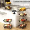 4 Tier Stackable Metal Vegetable Storage Rack with Wheels Rotating Corner Kitchen Organizer Basket for Potato Onion Banana Fruit Pantry Accessories Bl