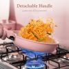 21 Pcs Pots and Pans Non Stick Ceramic Cookware Set, Detachable Handles, RV Kitchen Cooking Set, Oven Safe, Induction Ready, Stackable, Pink