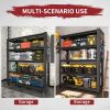 72"H 5 Tier Adjustable Shelving with Pegboard and Wheel, Heavy Duty Storage Shelves, Metal Shelving Unit Multipurpose Shelf for Warehouses, Garages
