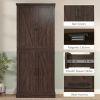 72" Tall Kitchen Pantry Cabinet, Farmhouse Storage Cabinet with 8 Door Racks and Adjustable Shelves, Distressed Brown