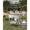 Commercial Propane Steam Table, 5 Food Pans & 3 Condiment Pans, LP Gas Outdoor Soup Warmer with Drain Valve and 3" Wheels