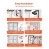 Magnetic Window Screen, 58.27 x 39.17 inch PVC and Fiberglass Mesh, White Frames with Black Magnetic Strip and Wind Clips