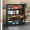 72"H 5 Tier Adjustable Shelving with Pegboard and Wheel, Heavy Duty Storage Shelves, Metal Shelving Unit Multipurpose Shelf for Warehouses, Garages