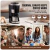 Coffee Maker with Grinder, 8 Cup Programmable Coffee Machine, Grind and Brew Coffee Maker with 24-Hour Timer for Auto Brew, Reusable Filter