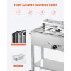 Commercial Propane Steam Table, 5 Food Pans & 3 Condiment Pans, LP Gas Outdoor Soup Warmer with Drain Valve and 3" Wheels