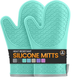 Silicone Oven Mitts, Heat Resistant 2PCS Oven Mitts with Soft Cotton Lining, Waterproof Non-Slip Grip Oven Glove, Kitchen Potholder Mits for BBQ (shape: hand)