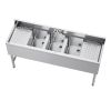 3 Compartment Sink, 18-Gauge 304 Stainless Steel, 10" x 14" x 10" Bowl Size