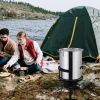 30QT Propane Turkey Fryer Set Silver Aluminum Pot with Black Round Iron Stand Outdoor Gas Deep Fryer Kit for Frying Turkey Seafood and Boiling Crawfis